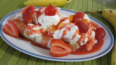 fraise : Assiette de banana split