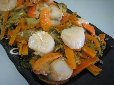 Image : recette Coquilles Saint-Jacques au gingembre façon chinoise