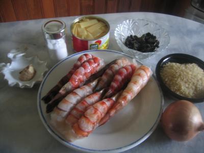 Ingrédients pour la recette : Crevettes aux pousses de bambou