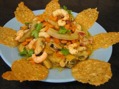 Recettes rapides : Crevettes et moules aux artichauts