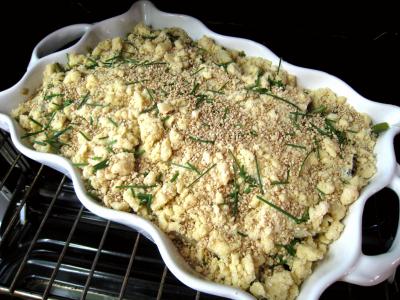 Crumble aux haricots verts et sa crème d'ail - 13.4