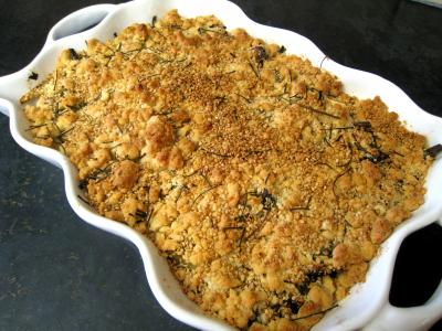 Recette Crumble aux haricots verts et sa crème d'ail
