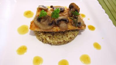 Effilochés de truite et son quinoa en risotto aux champignons - 7.1