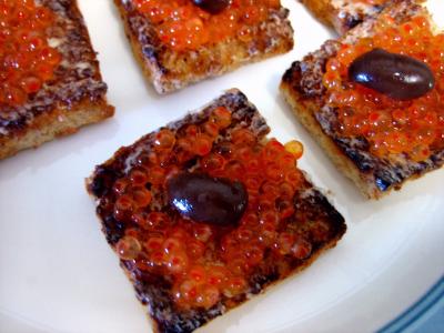 Recette Canapés aux oeufs de truite