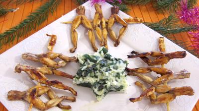 Recette Assiette de grenouilles caramélisées aux épinards