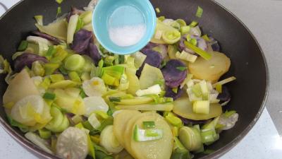 Vitelottes et légumes aux filets de dinde panés - 8.4