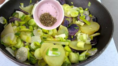 Vitelottes et légumes aux filets de dinde panés - 9.2