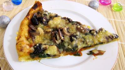 Recette Pizza aux épinards et aux champignons