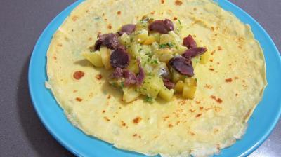 Recette Crêpes farcies aux gésiers confits et pommes de terre