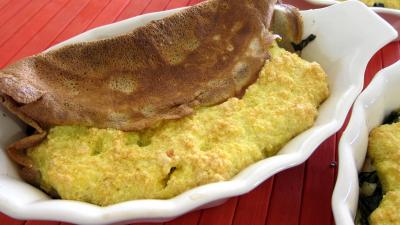 Oeufs : Cassolettes de blettes et ses crêpes soufflées