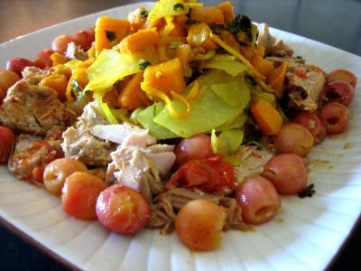 Poissons : Plat de thon au chou-rave et cerises