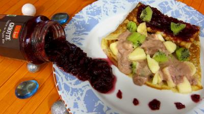 Recette Assiette de crêpe farcie à la purée de griottes Vitabio