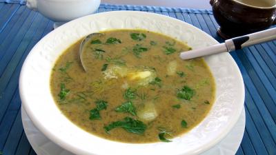 Image : Soupière de fines herbes et légumes en velouté