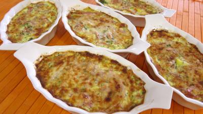 asperge : Cassolettes de pousses de bambou et asperges gratinées