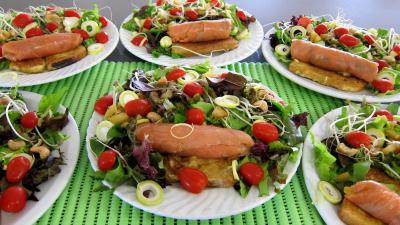 Recette Roulades de saumon fumé et sa salade