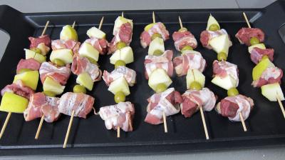 Recette Magrets en brochettes à la plancha en salade