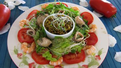 lotte : Assiette de salade tiède de poisson