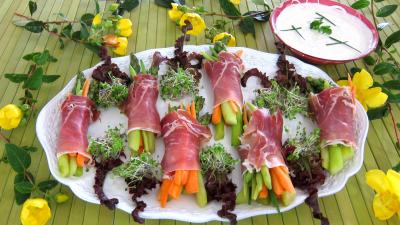 Image : recette Ballotins d'asperges, d'haricots beurre et carottes