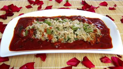 riz : Plat de risotto de cardon et sa sauce tomate