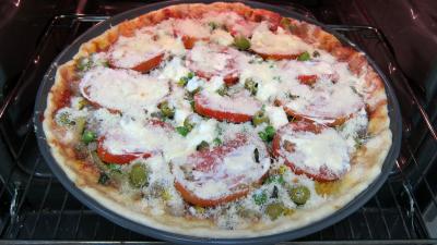 Recette Pizza aux petits pois et aubergines