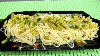 Recette Pâtes spaghettis aux haricots beurre