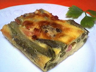 Au micro-ondes : Part de clafoutis aux haricots verts