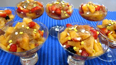 Recette Coupe de melon en salade au caramel