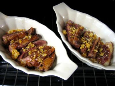Magret au caramel et aux amandes et sa polenta aux pruneaux - 13.2