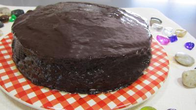 sucre en poudre : Assiette de cheese cake au chocolat bananes