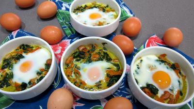 Oeufs : Cassolettes d'épinards et oeufs à l'indienne