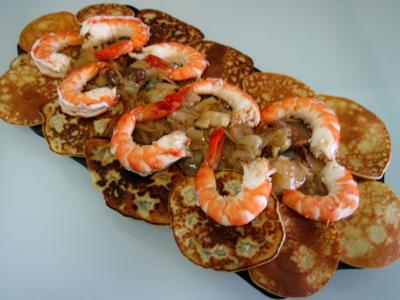 datte : Gambas aux endives et ses crêpes