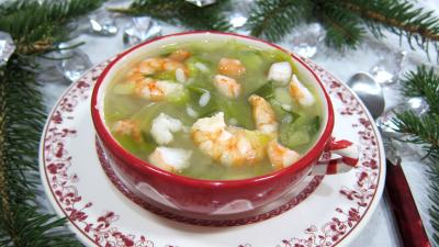 riz : Bol de soupe de riz aux gambas et ognasses