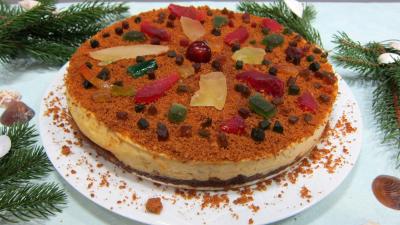 Image : Gâteau fromage blanc aux spéculoos et fruits confits
