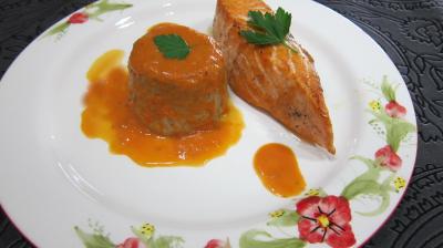 plat complet : Assiette de saumon aux flans de cocos
