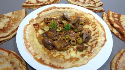 Pour débutants : Assiette de crêpe farcie aux coeurs de dinde