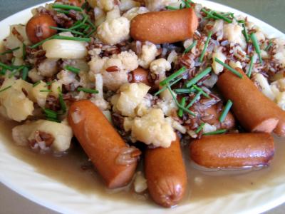 Image : recette Chou-fleur et riz aux saucisses