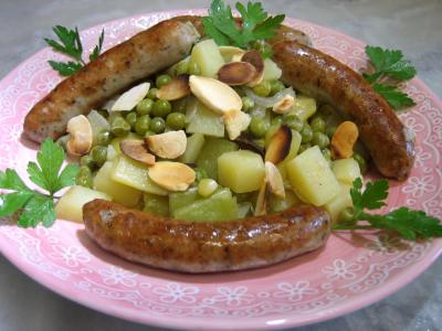 Amande : Assiette de saucisses au miel et aux amandes