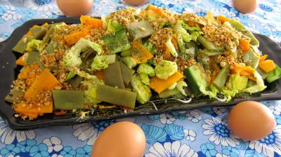 blanc d'oeuf : Plat d'haricots plats en salade
