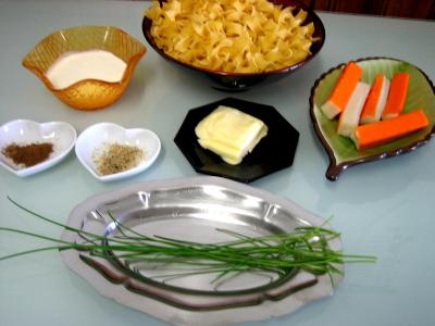 Ingrédients pour la recette : Tagliatelles au surimi