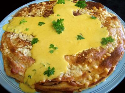 Recette Gâteau de crêpes au sarrasin et aux fromages