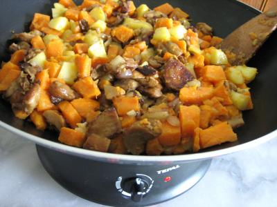 Image : recette Pommes de terre et patates douces aux cèpes