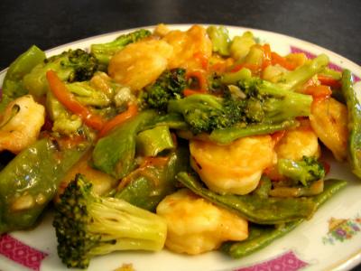 Image : recette Sauté de crevettes aux légumes