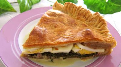 Image : Tranche de tourte aux épinards