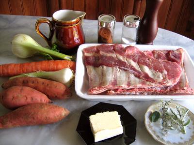 Ingrédients pour la recette : Poitrine de porc aux patates douces