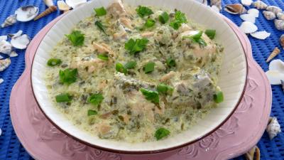 échalote : Plat de saumon à la crème