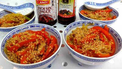 Cuisine diététique : Bols de sauté de concombre et poivrons à la chinoise