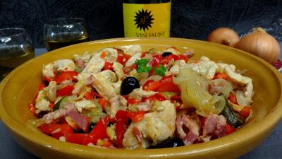 plat complet : Plat de blancs de poulet aux poivrons