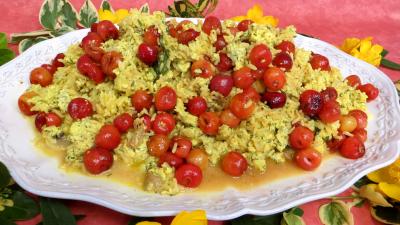 Volailles et gibiers : Assiette de risotto aux cerises