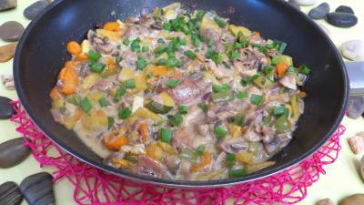 Légumes : Wok de panaché de légumes au confit de canard
