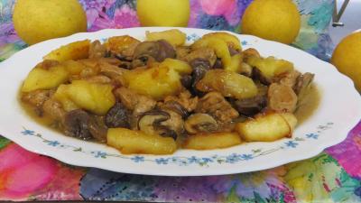 Volailles et gibiers : Assiette de fricassée de volaille au cidre
